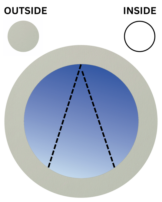 ÁGATA GRIS SOBRE BLANCO Ventana circular con orificio de puerto de UPVC con apertura superior