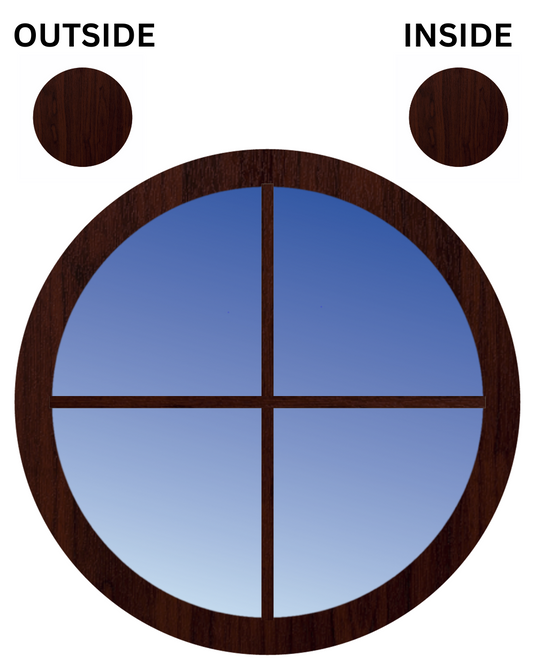 ROSEWOOD BOTH SIDES Fixed Circular UPVC Port Hole Window