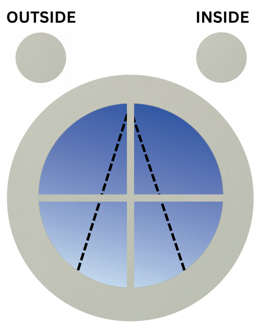 ÁGATA GRIS AMBOS LADOS Ventana circular con orificio de puerto de UPVC con apertura superior