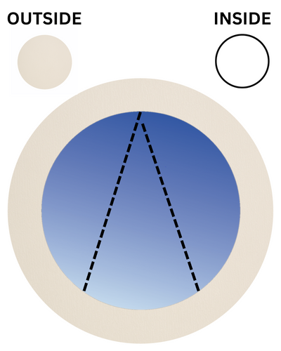 CREMA SOBRE BLANCO Ventana circular con orificio de puerto de UPVC con apertura superior suspendida