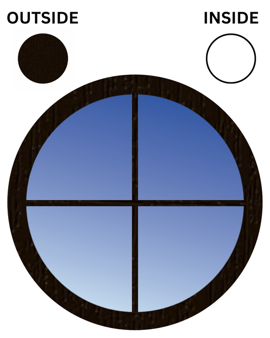 BLACK BROWN ON WHITE Fixed Circular UPVC Port Hole Window