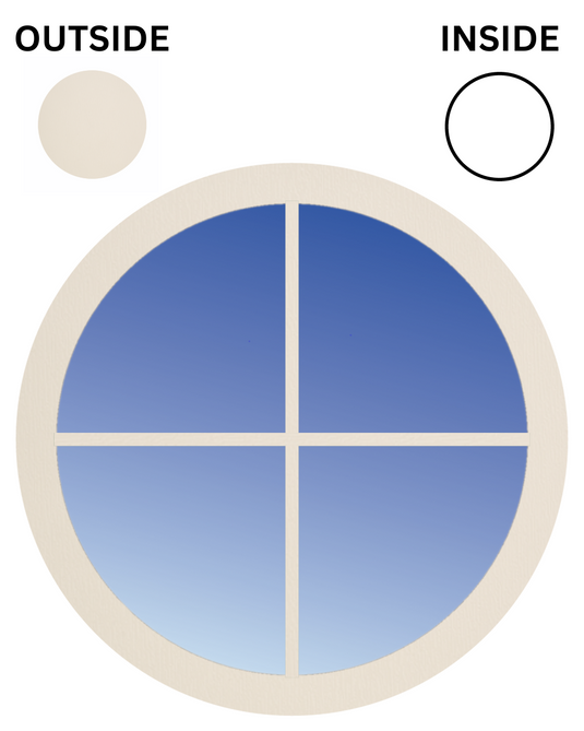 CREAM ON WHITE Fixed Circular UPVC Port Hole Window