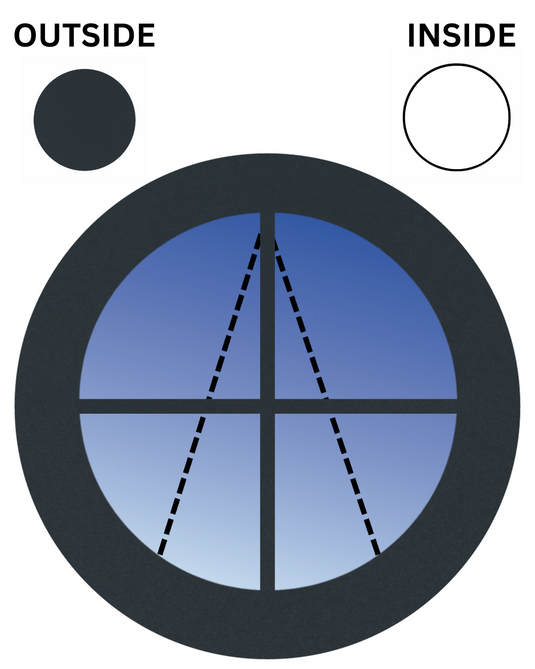 ANTHRACITE GREY ON WHITE Top Hung Opening Circular UPVC Port Hole Window