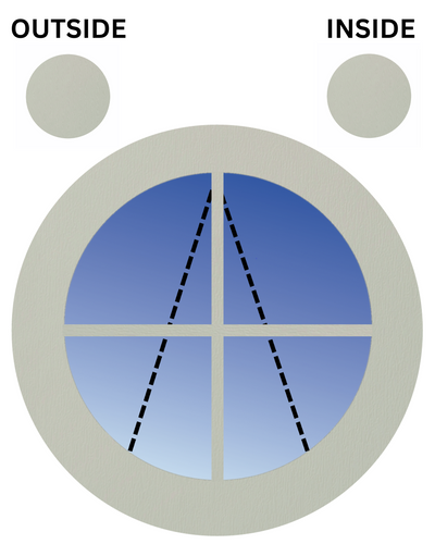 ÁGATA GRIS AMBOS LADOS Ventana circular con orificio de puerto de UPVC con apertura superior