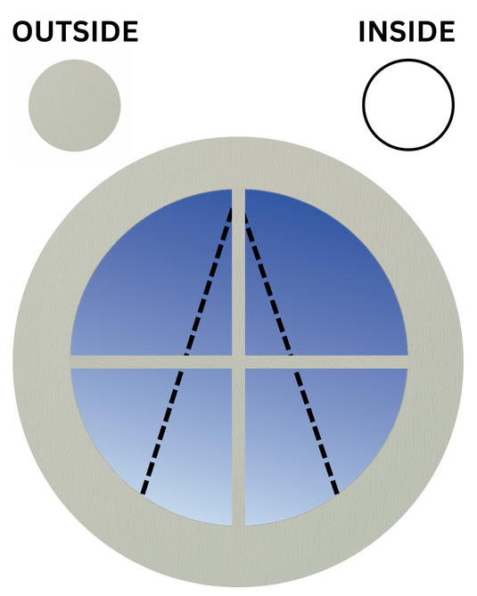 AGATE GREY ON WHITE Top Hung Opening Circular UPVC Port Hole Window