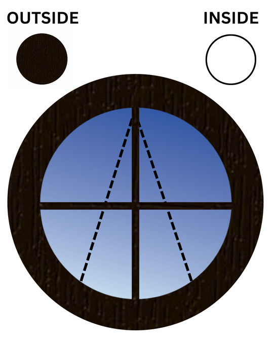 BLACK BROWN ON WHITE Top Hung Opening Circular UPVC Port Hole Window