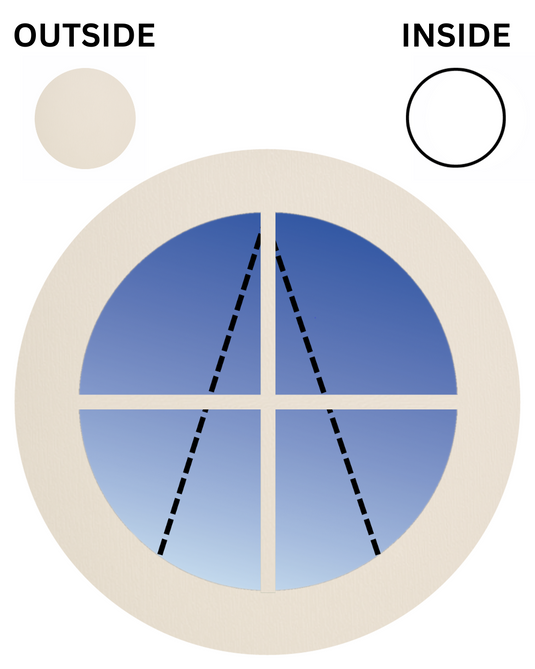CREAM ON WHITE Top Hung Opening Circular UPVC Port Hole Window