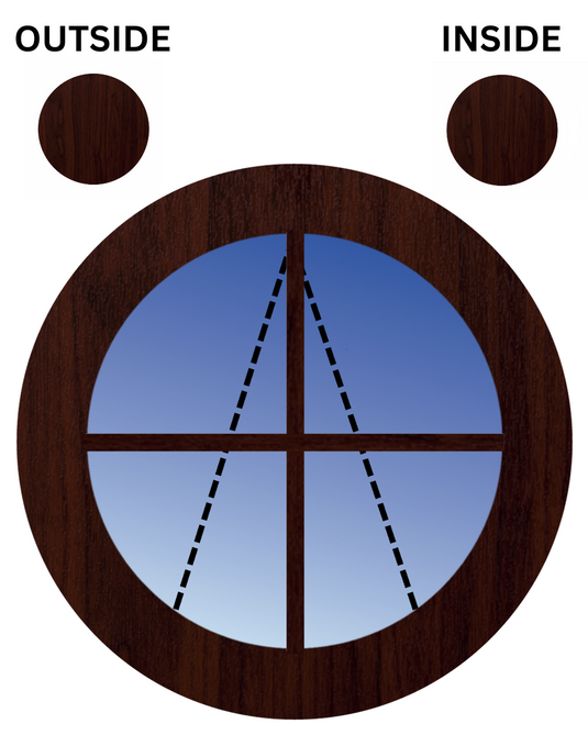 ROSEWOOD AMBOS LADOS Ventana circular con orificio de puerto de UPVC con apertura superior